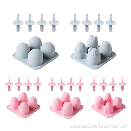 Silicone Ice Cream Moulds Round ice cream lollipop mold with wooden sticks Supplier